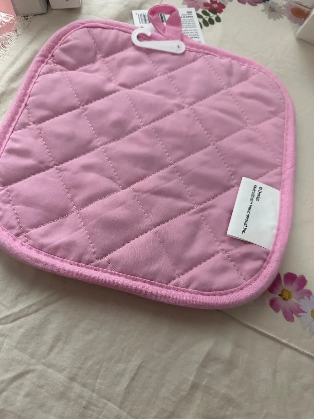 Bright Pink 'It's a Good Day' Oven Mitt / Pot Holder with 3 sets of egg openers